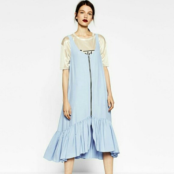 ZARA Oversized Ruffle Hem Midi Dress - Size M - Picture 11 of 11